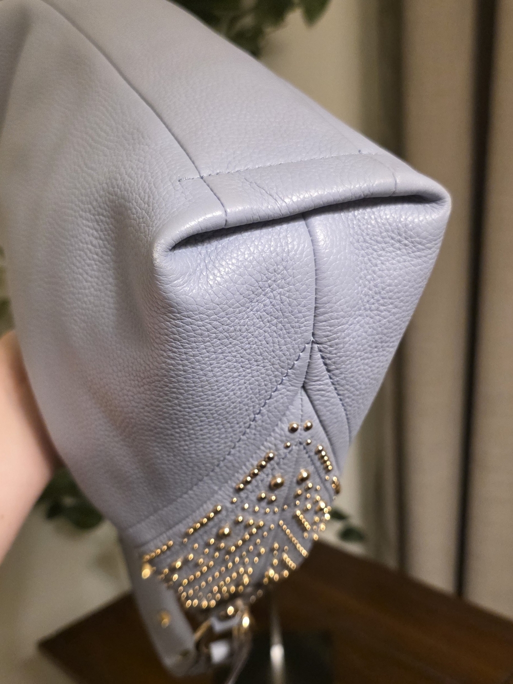 Michael Michael Kors Aria Studded Light Blue Leather Hobo Bag - Picture 9 of 10